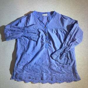 Civico 51 Women's Blue 100% Cotton Eyelet Embroidered Blouse